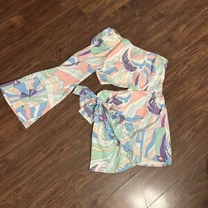 Luxxel one shoulder, white, colorful dress